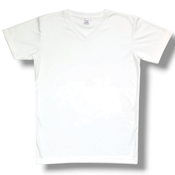 Adult 100% Ring Spun Polyester soft feel Sublimation  V- Neck White Blank T-shirt