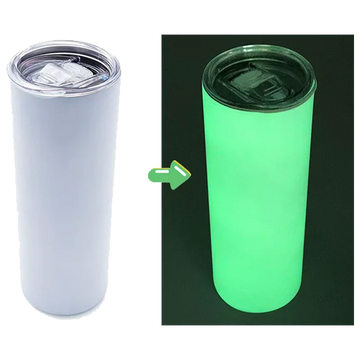 20oz sublimation white to green glow in the dark skinny tumblers