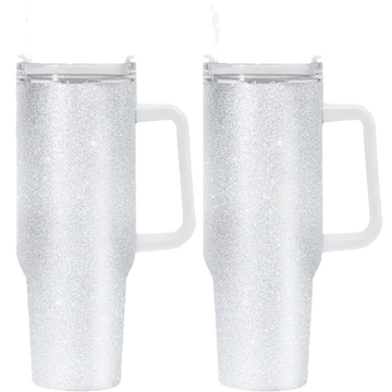 40oz White Glitter Sublimation Mug With Removable Handle