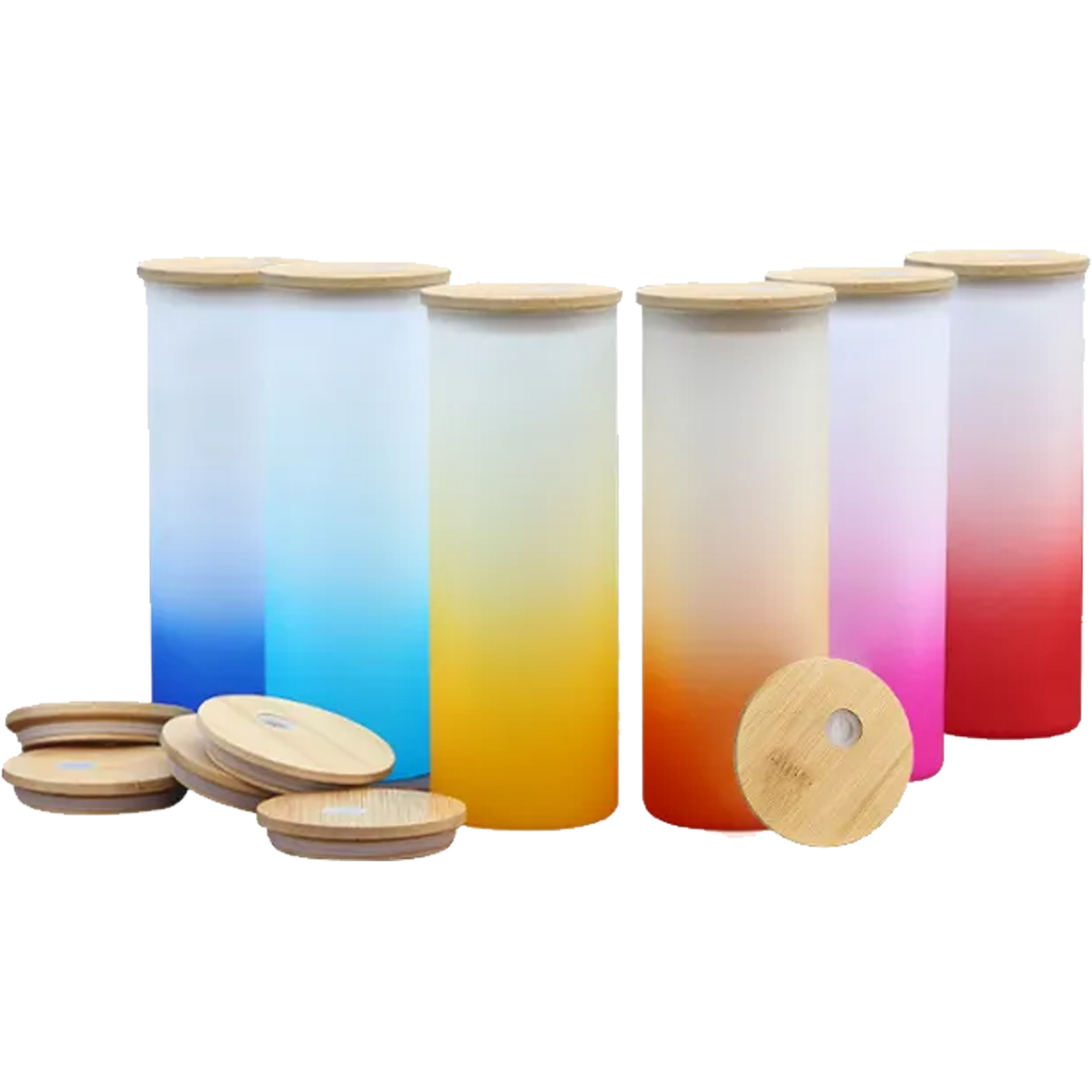 sublimation glass can with bamboo lids