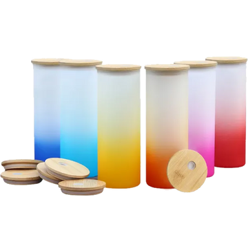 sublimation glass can with bamboo lids