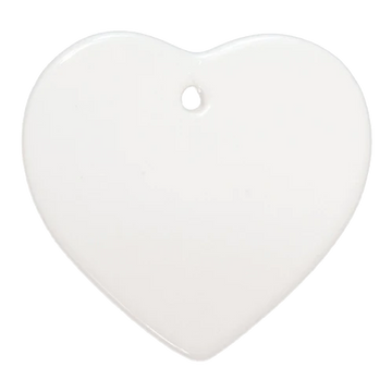 3" Heart Sublimation Ceramic Ornament with Hole