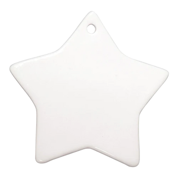 3" Star Sublimation Ceramic Ornament with Hole