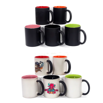 11oz sublimation hot water color inside colorful changing ceramic mug