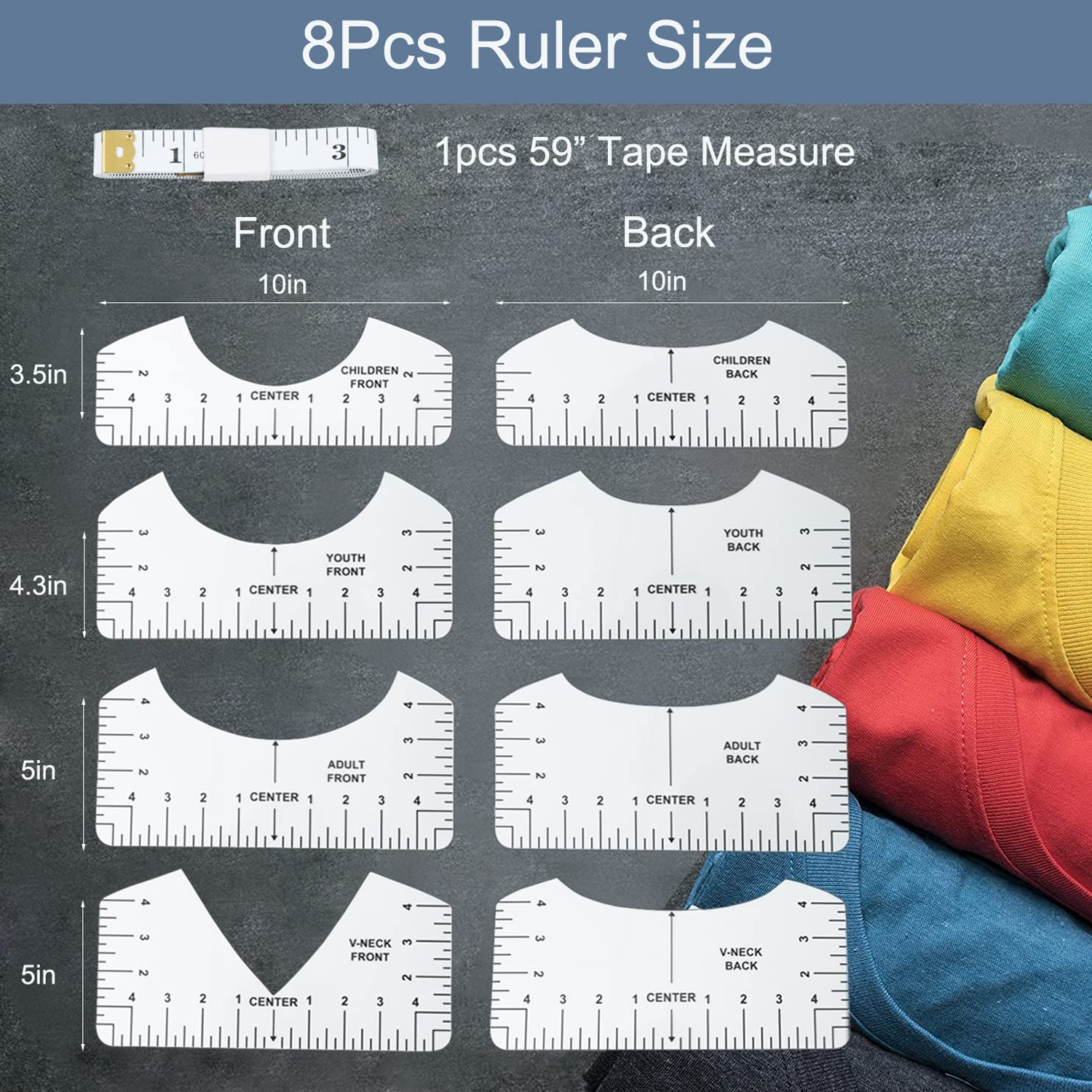 9Pcs Tshirt-Ruler Guide to Center