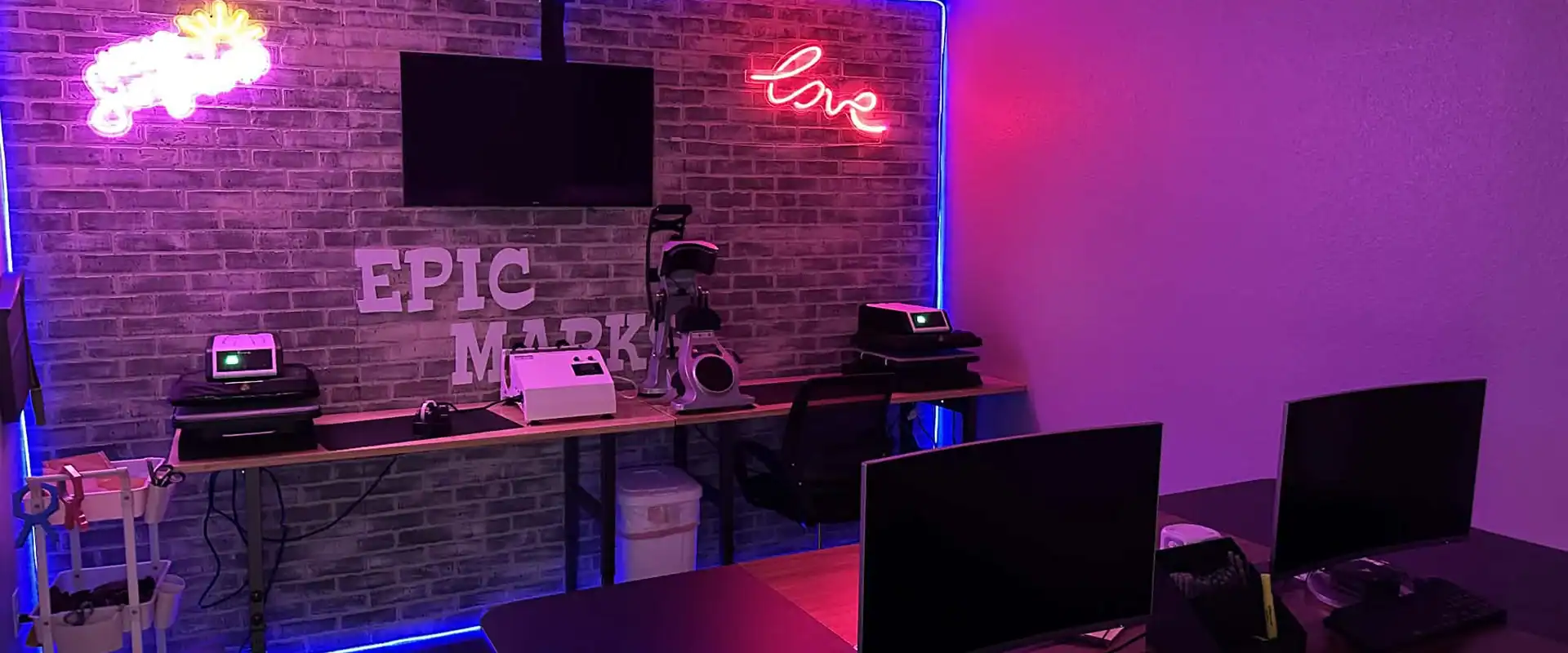 Professional heat press equipment at Epic Marks Round Rock