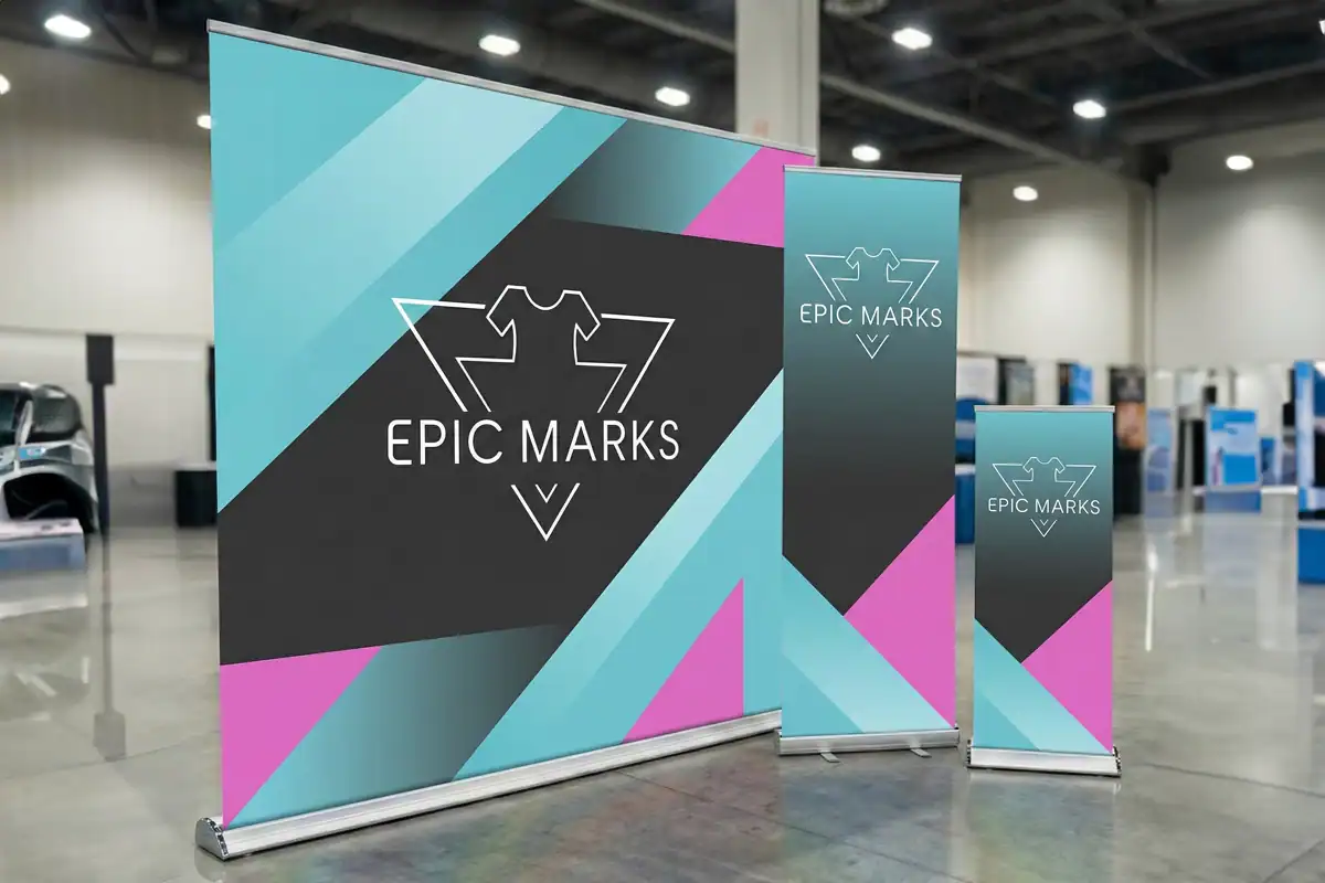 Retractable banner stand in professional setting