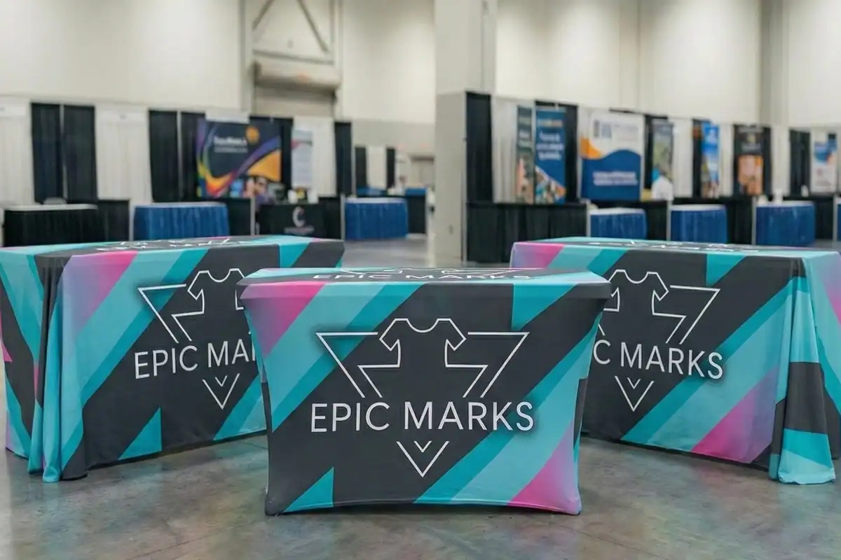 Custom printed table cover with branding