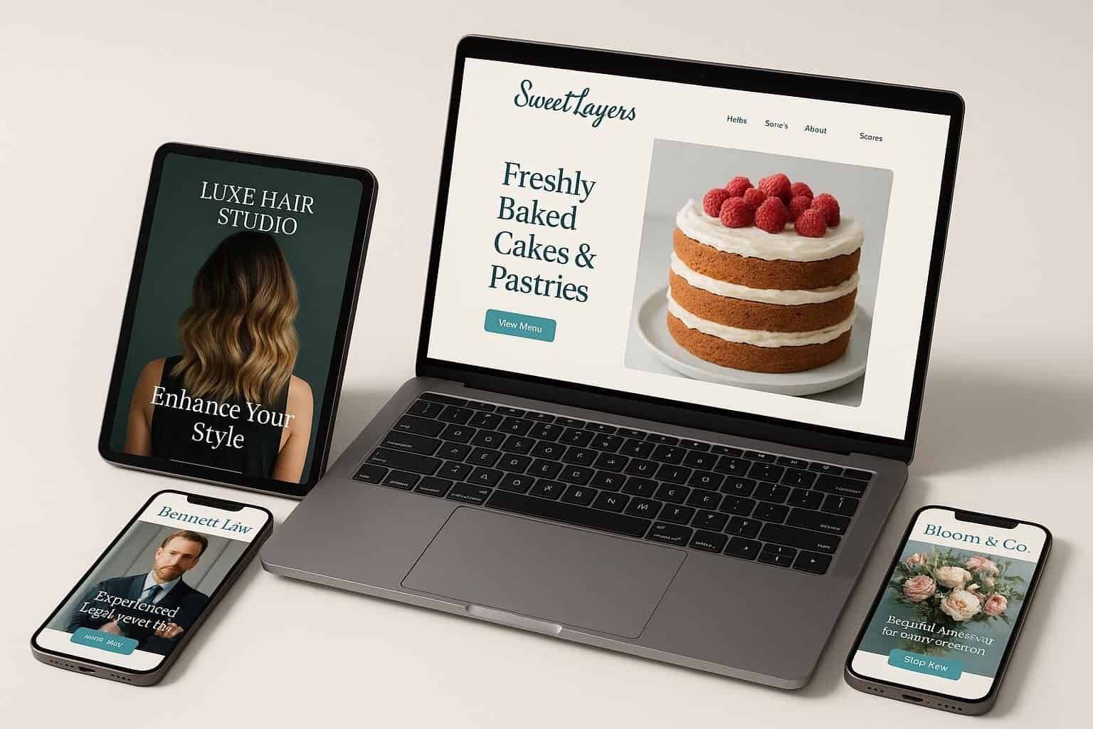 A range of modern local business website designs by Make Your Mark